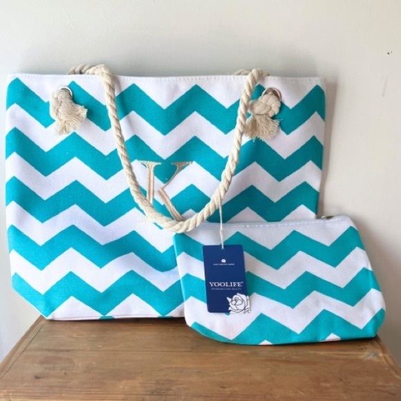 New! Yoolife Canvas Beach Tote Bag - Picture 1 of 3